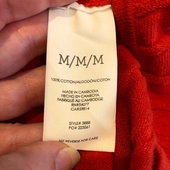 Cabi Passage red mixed ribbed knit snap front v neck cardigan size Medium #3888 - Picture 10 of 14